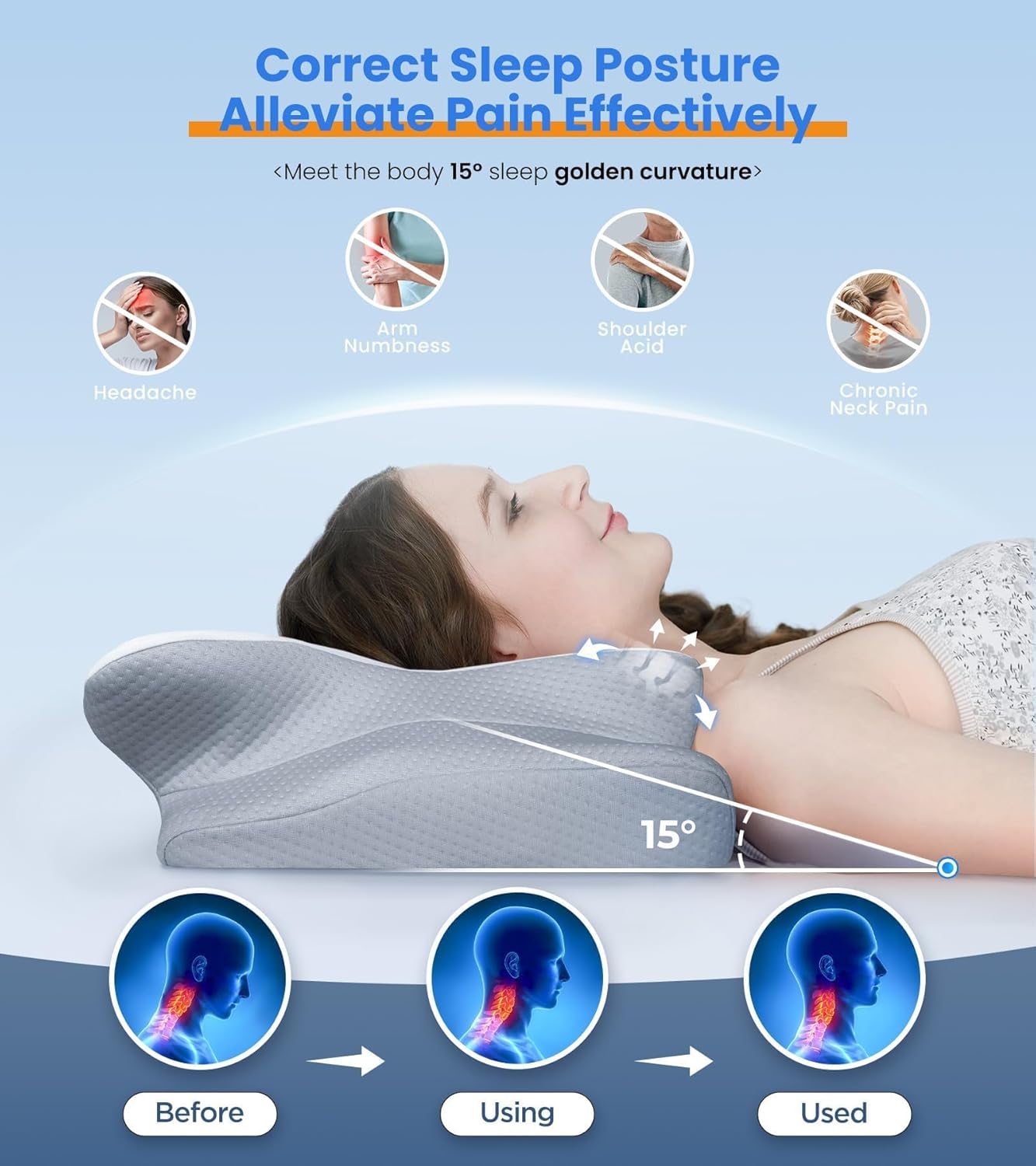 Ergonomic bed pillow