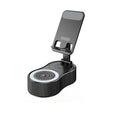 Desk phone holder with speaker