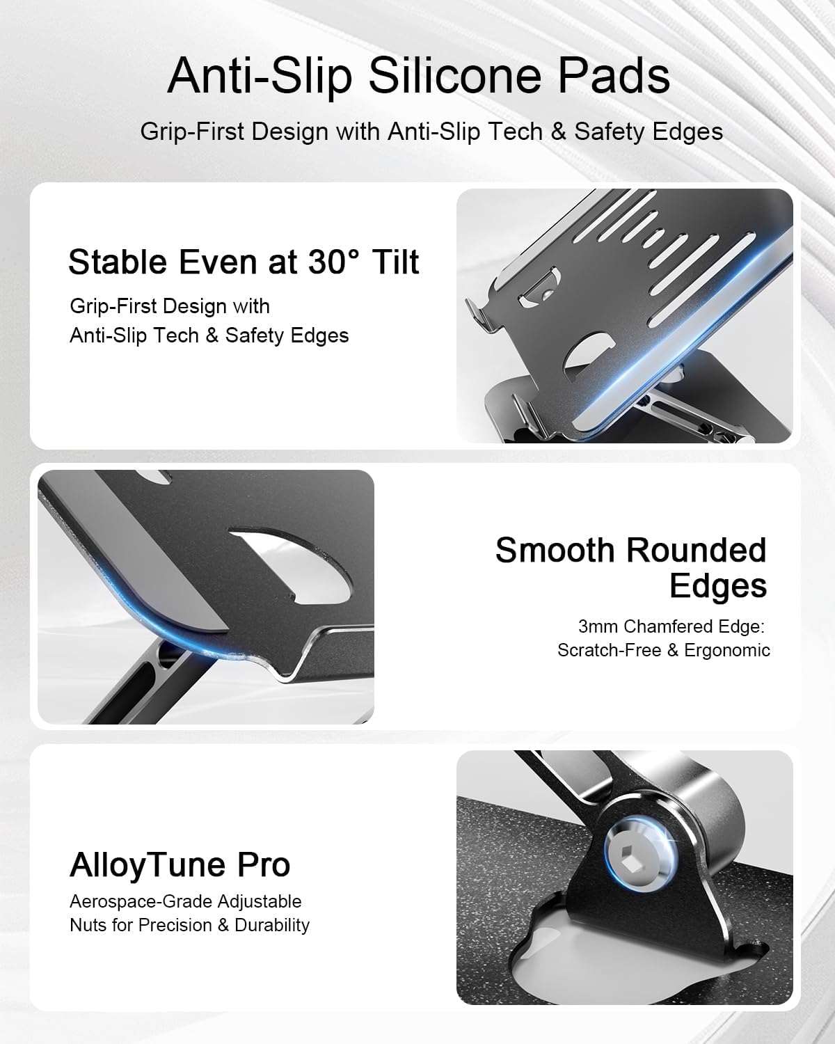 Foldable aluminum alloy laptop riser