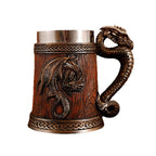 Faux wood grain dragon mug