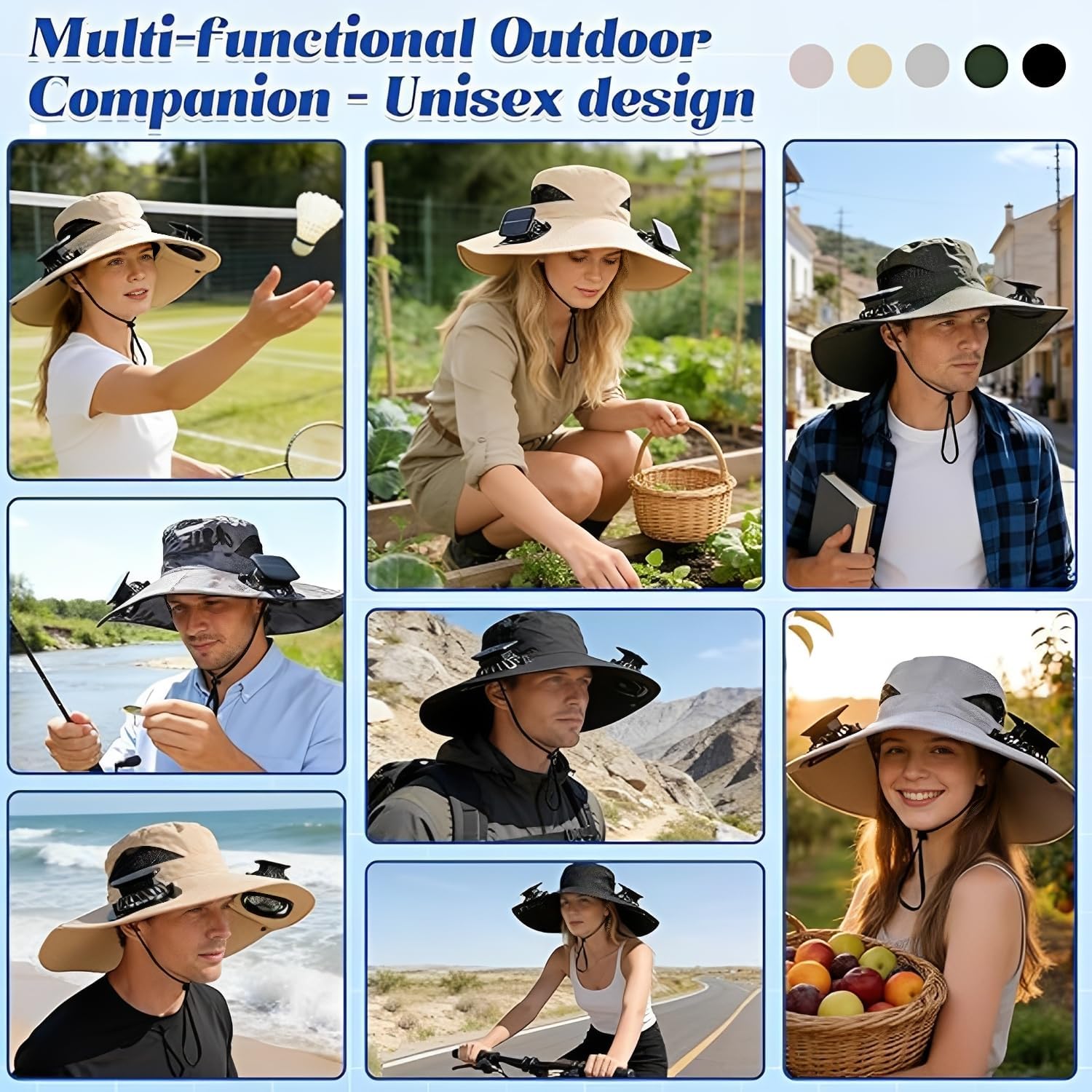 Solar cooling hat