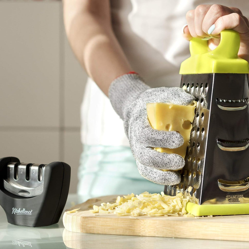 Cut-resistant glove included for added safety