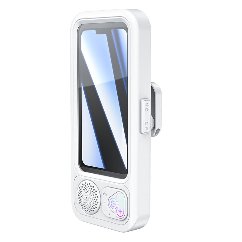 Shower speaker with phone holder