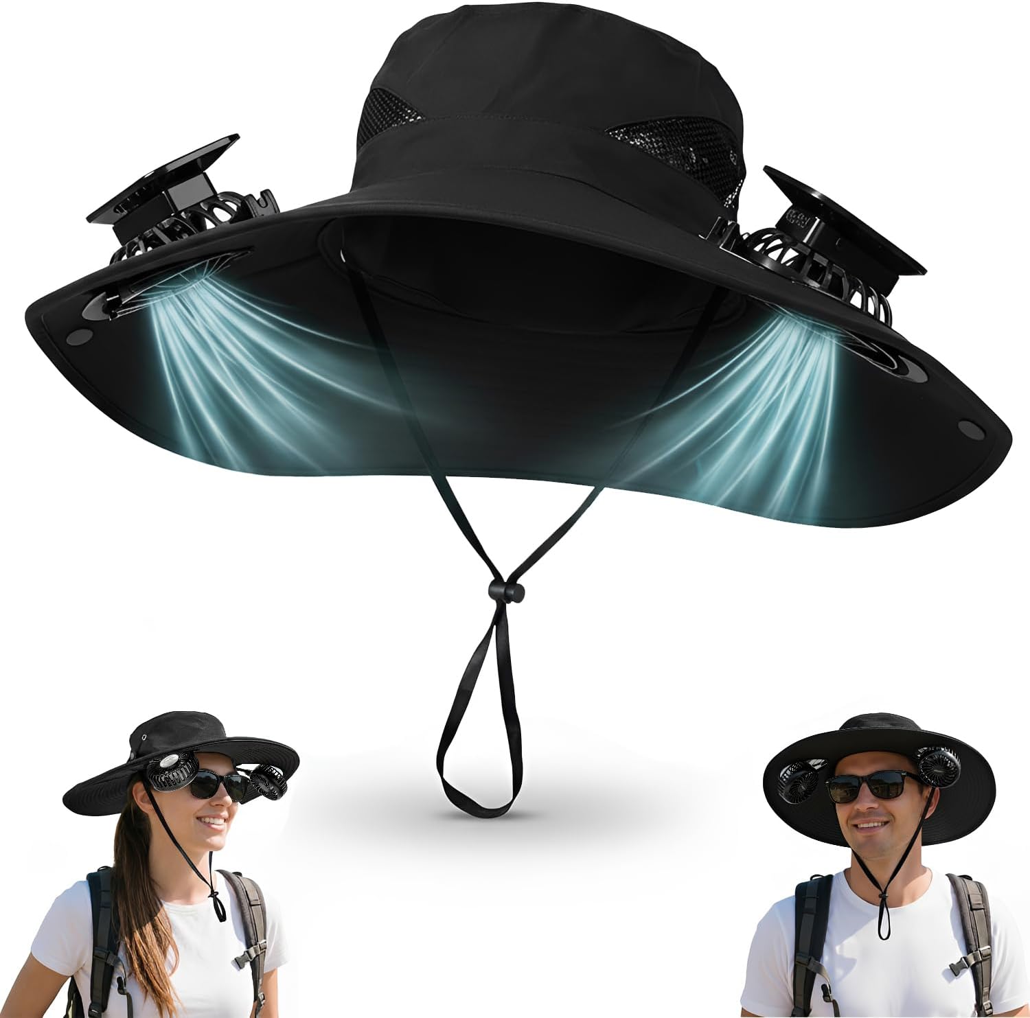 Solar fan hat